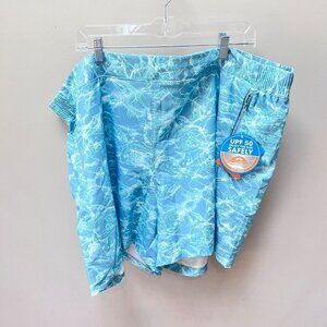 Columbia Women's 3X UPF 50 Swim Shorts Blue Fish Print‎